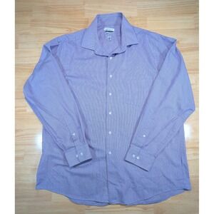 Van Heusen Flex Collar Dress Shirt Mens 16.5 34/35 Purple Micro Check Regular